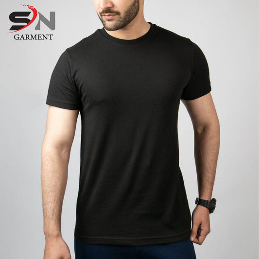 Black Simple Plain T-Shirt For Mens & Boys (SN45)