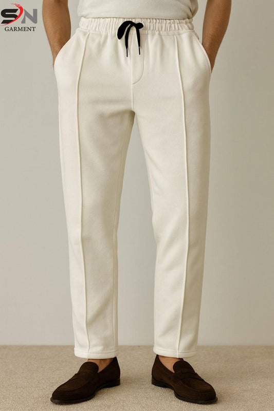 White Fleece Front Stripe Trouser For Mens & Boys