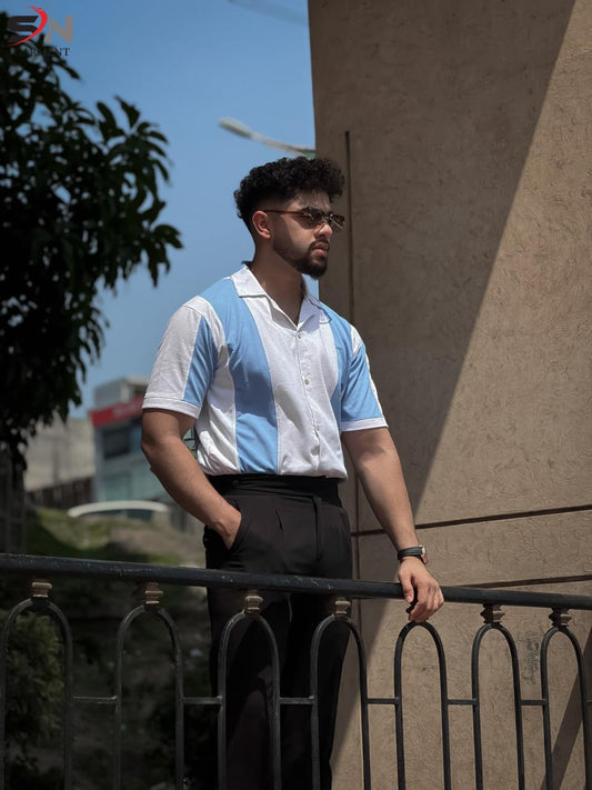 Aqua White Panel Polo Shirt For Mens & Boys (SN151)