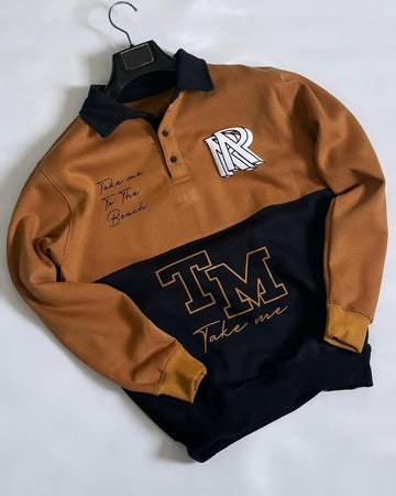 Musturd & Black Polo Letter Printed Winter SweatShirt For Mens & Boys (SN70)