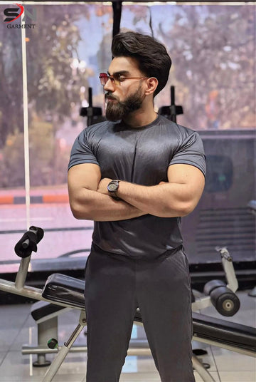 Grey Polester DryFit Gym TrackSuit For Mens Boys (SN148)