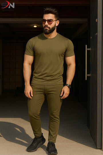 Green Polester DryFit Gym TrackSuit For Mens Boys (SN149)