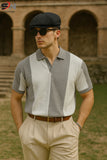 Grey White Panel Polo T-Shirt For Mens & Boys (SN166)