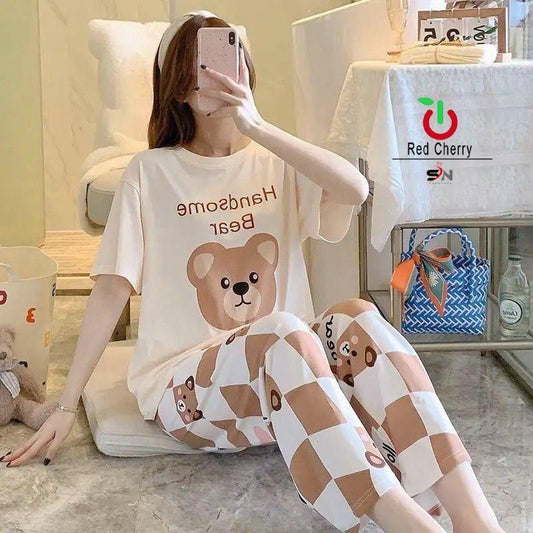 Bear Printed Night Dress For For Womens & Girls (SN15)