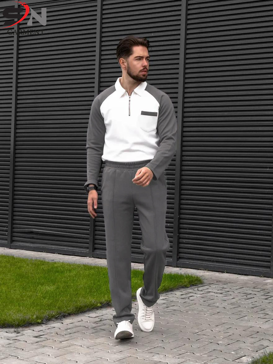 Zipper Pocket Panel Winter Tracksuit For Mens &amp; Boys