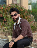 Brown Stripe Zipper SweatShirt For Men’s and boys