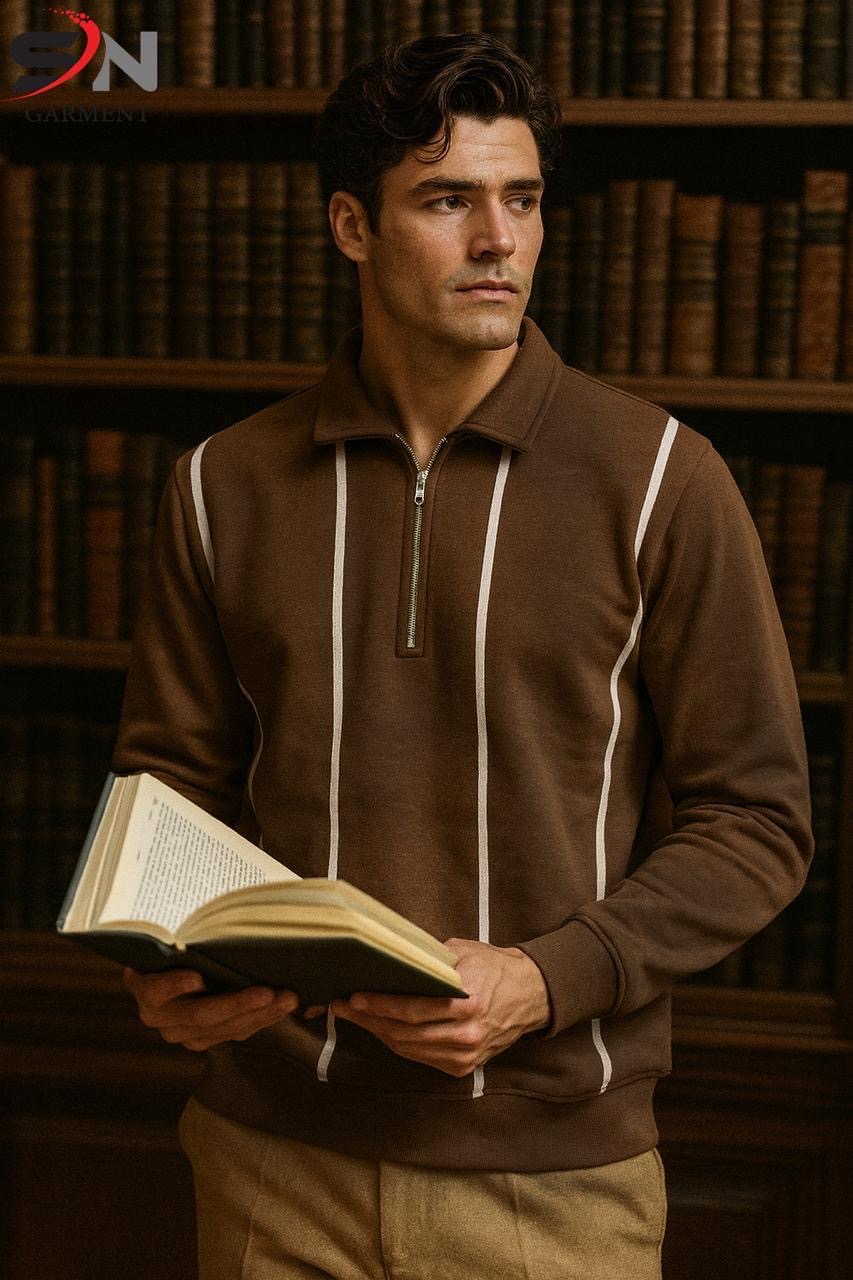 Brown Polo zipper Sweatshirt For Men’s and boys