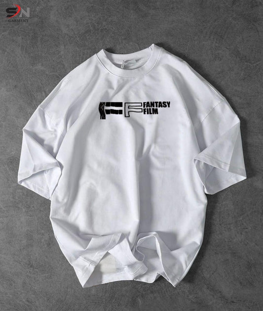 White Colour Fantasy Film Printed Drop Shoulder T-Shirt For Mens & Boys (SN115)