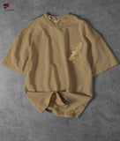 Beige Colour Peacock Printed Drop Shoulder T-Shirt For Mens & Boys (SN117)