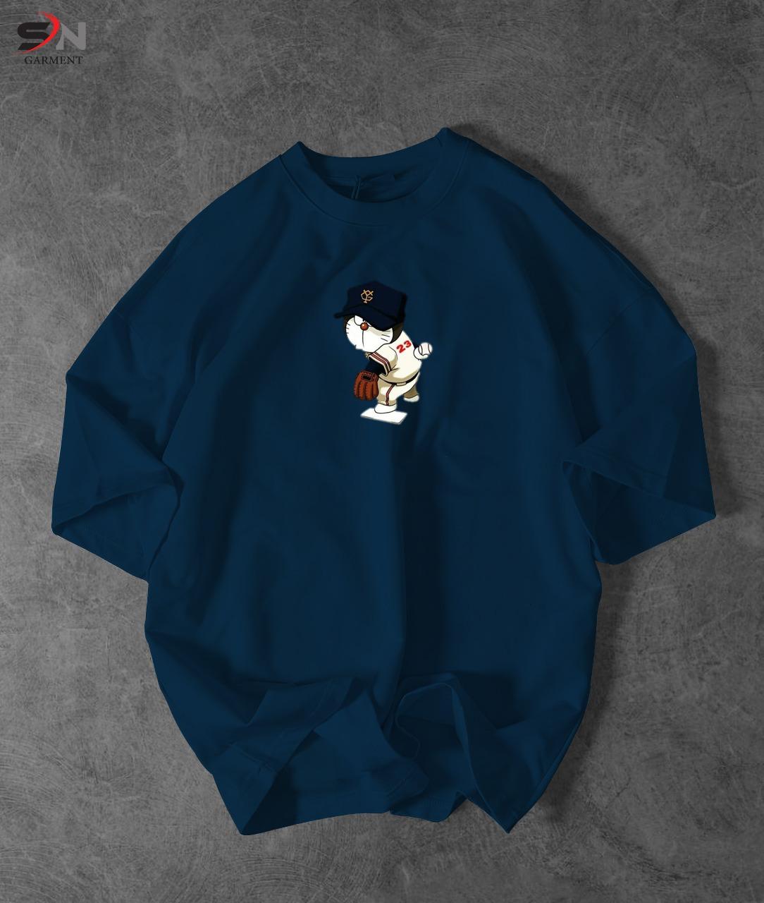 Teel Blue Colour Doremon Printed Drop Shoulder T-Shirt For Mens & Boys (SN122)