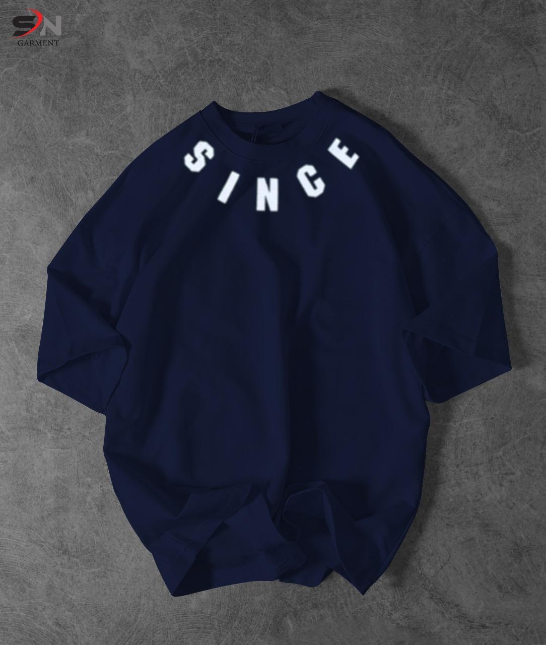 Navy Blue Colour Since Printed Drop Shoulder T-Shirt For Mens & Boys (SN123)