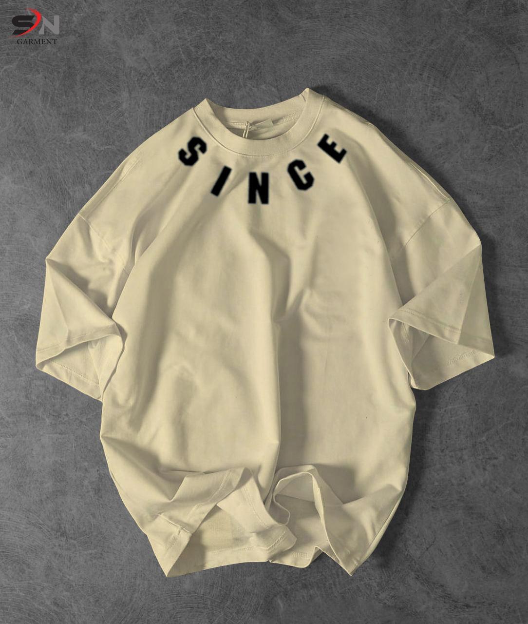 Off White Colour Since Printed Drop Shoulder T-Shirt For Mens & Boys (SN123)