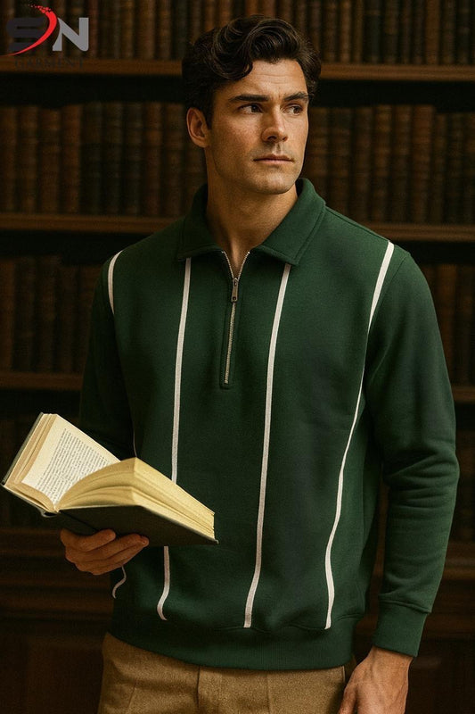 Green Polo Zipper Sweatshirt For Men’s and boys