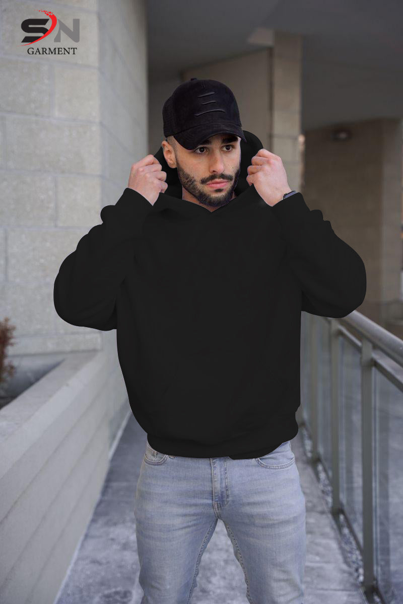 Simple Basic Black Color Winter Hoddie For Mens & Boys (SN84)