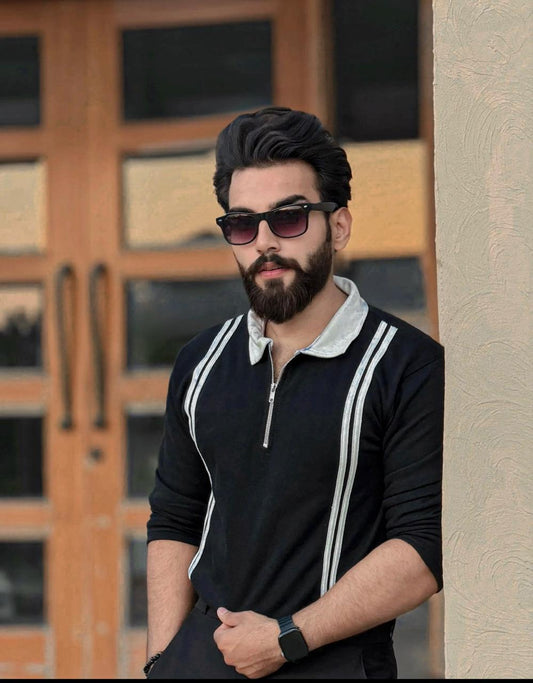 Black Stripe Zipper SweatShirt For Men’s and boys
