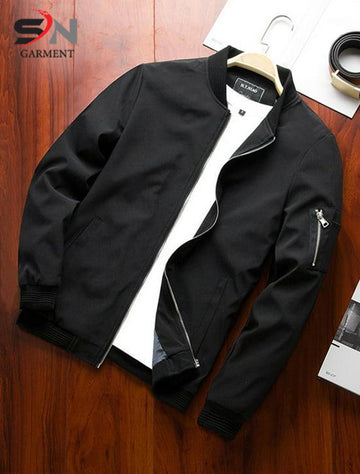 Black Color Sleve Zip jacket For Mens & Boys (SN76)