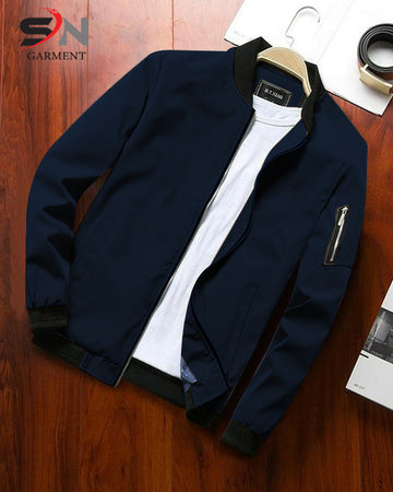 Navy Blue Color Sleve Zip Style jacket For Mens & Boys (SN77)