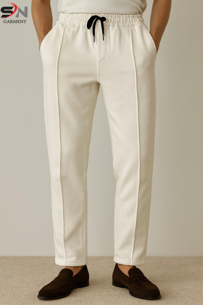White Fleece Front Stripe Trouser For Mens & Boys