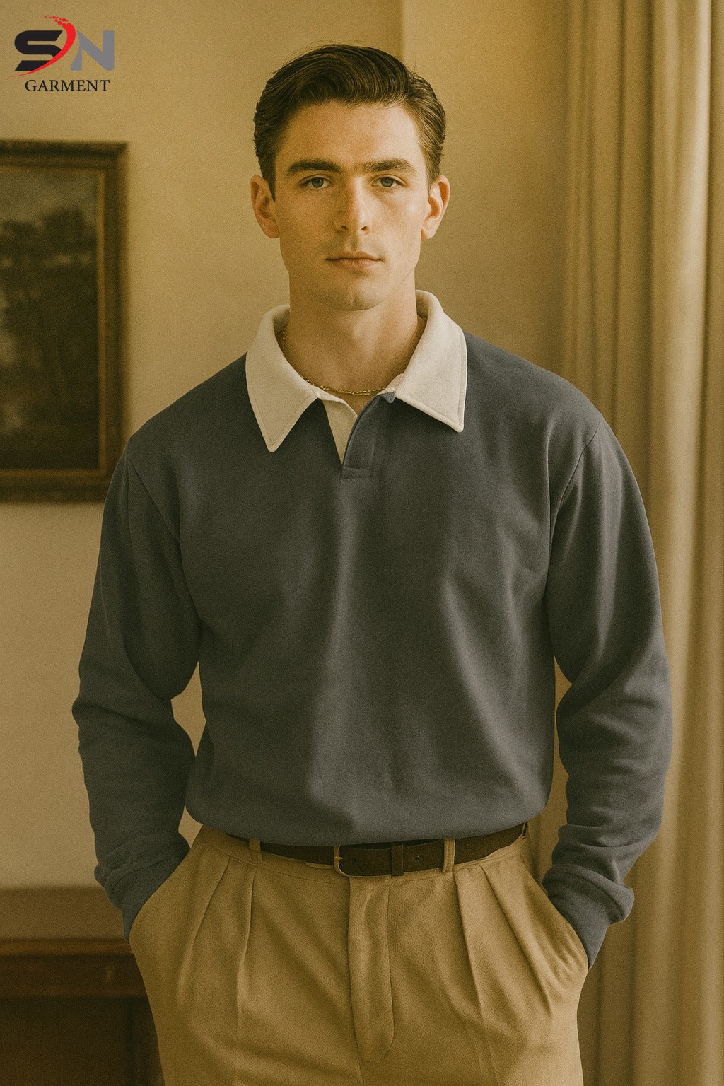 Grey Polo Sweatshirt For Men’s & Boys