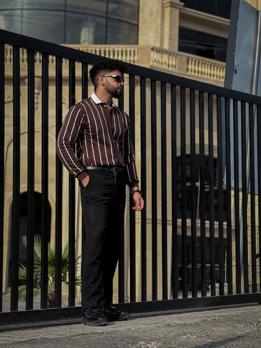 Button Down Stripe Printed Shirt Style Jacket For Mens & Boys