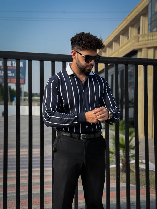 Button Down Stripe Printed Shirt Style Jacket For Mens & Boys