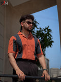 Rust Orange Panel Polo Shirt For Mens & Boys (SN152)