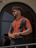 Rust Orange Panel Polo Shirt For Mens & Boys (SN152)