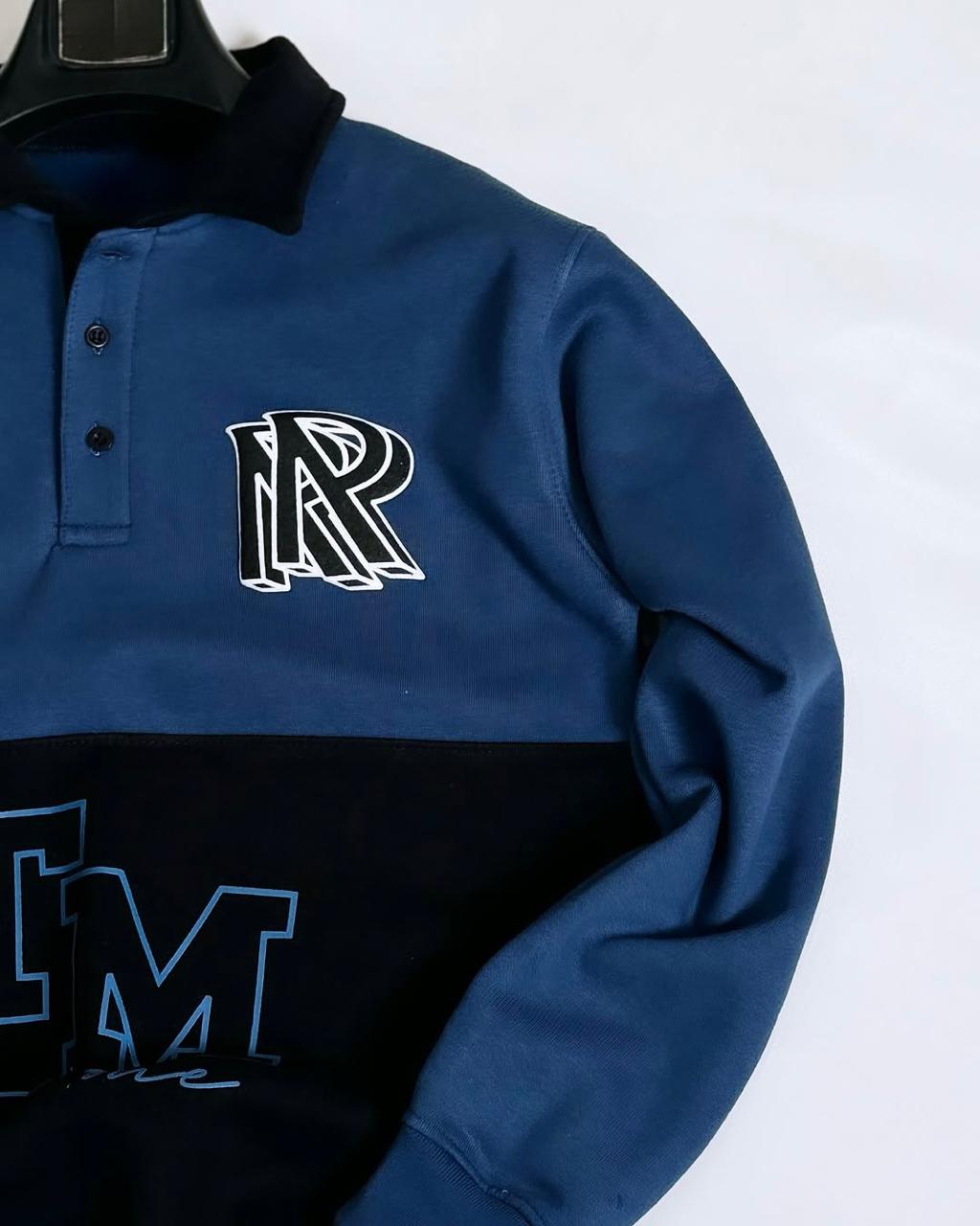 Blue & Black Polo Letter Printed Winter SweatShirt For Mens & Boys (SN69)