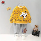Yellow White Bear Kids Winter Track Suit Fabric Fleece