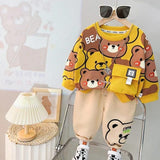 Yellow Multi Bear Winter Kids Track Suit Fabric Fleece