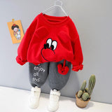 Red Mouse Printed Winter Kids Track Suit Fabric Fleece