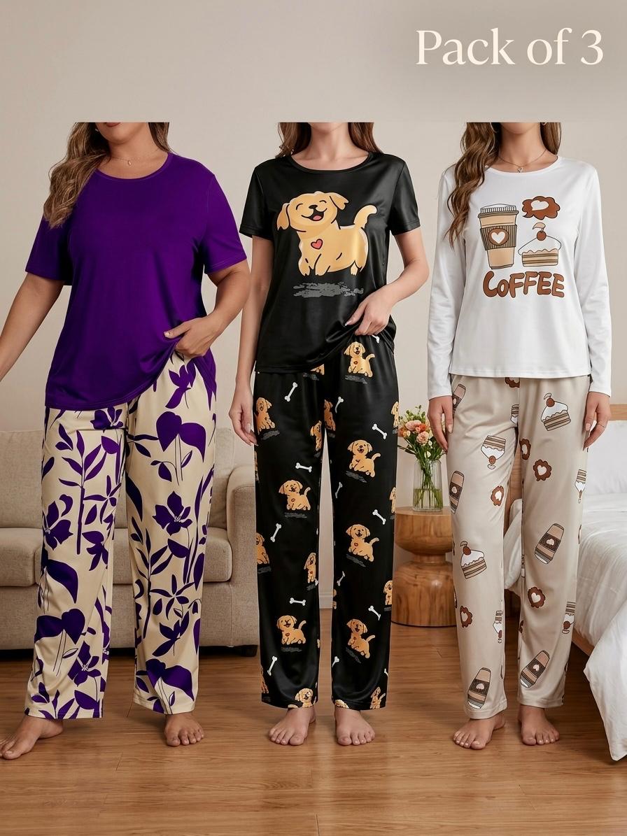 Pack Of 3 Ladies Printed Night Suit