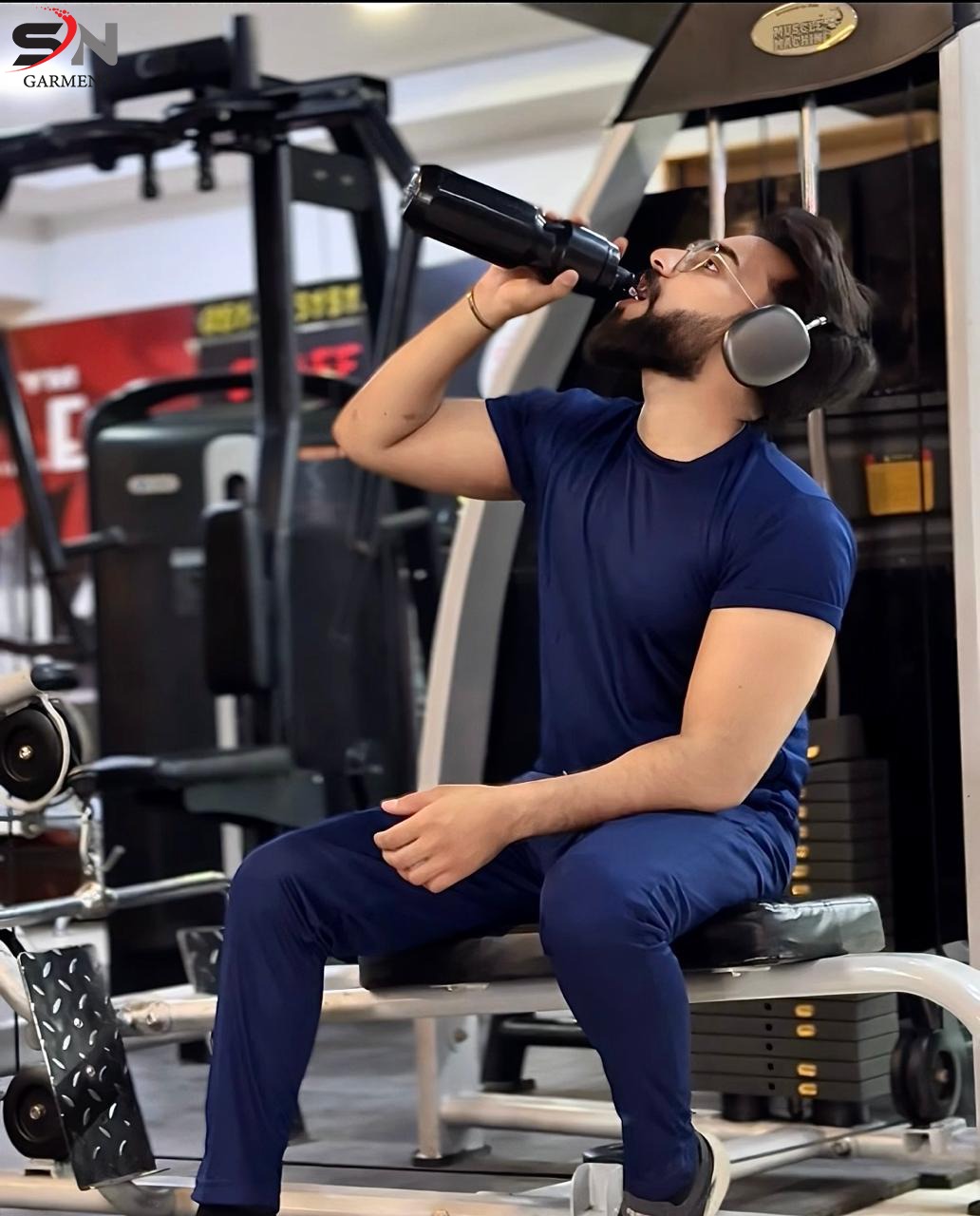 Navy Blue Polester DryFit Gym TrackSuit For Mens Boys (SN150)