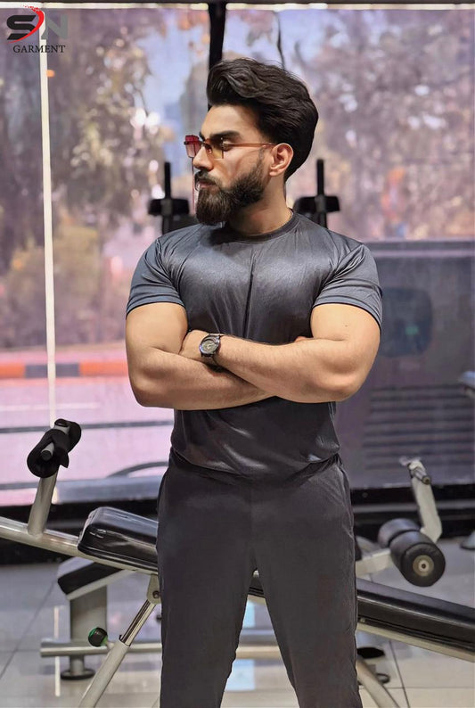 Grey Polester DryFit Gym TrackSuit For Mens Boys (SN148)