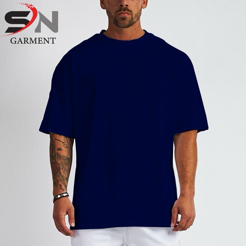 Simple Blue Drop Shoulder T-Shirt For Mens & Boys (SN38)