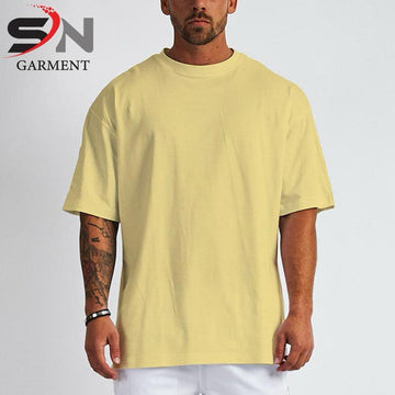 Simple Lemon Colour Drop Shoulder T-Shirt For Mens & Boys (SN39)